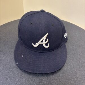 New Era Atlanta Braves official on-field cap 6 7/8 Navy Blue‎ Fitted Hat